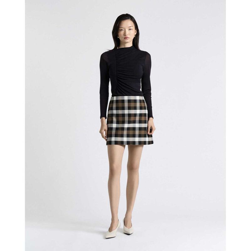 Cue Olive Check Mini Skirt image number 3